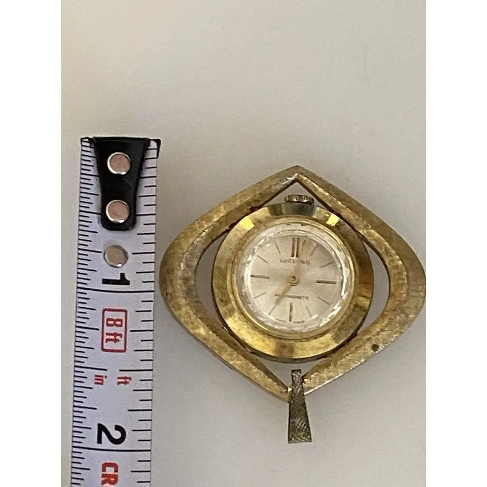 Vintage Mechanical Gold‎ Tone Lucerne Ladies Pendant Watch Faceted Swiss Made